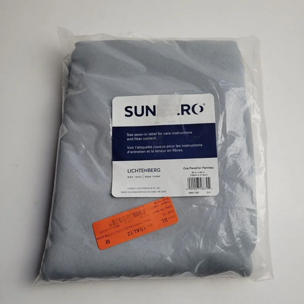 NEW Sun Zero Energy Saving Blackout Tab Top Curtain Panel 40x84in Silver #BT1